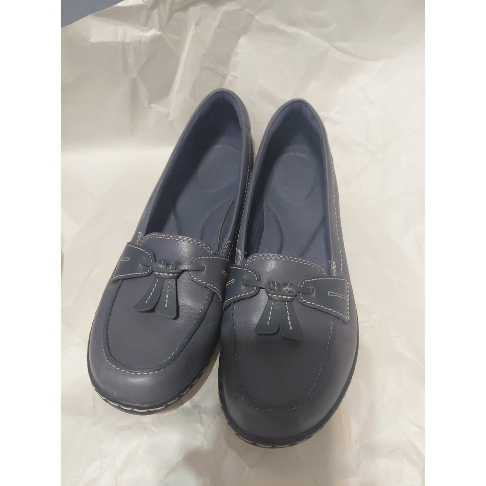 Clarks Collection Ashland Bubble Slip On Loafer Blue Women's 8.5M Leather